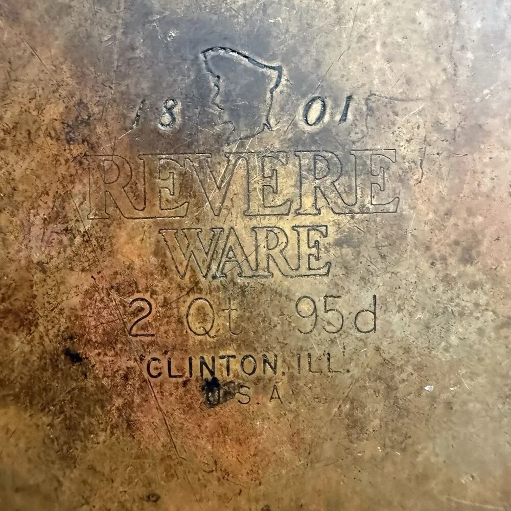 Revere Ware 2 Qt Sauce Pan Pot Copper Clad Bottom Clinton IL Vintage Stainless